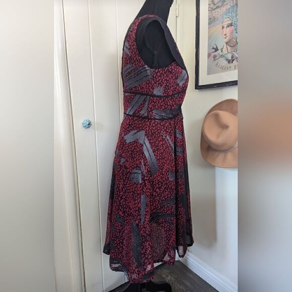 Reiss Black Red Loretta Flutter Sleeves Dress 2 Whimsigoth Fairy Grunge Witchy - Picture 6 of 11